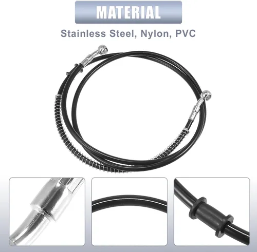 Vista 5 de Motoforti 66.93 pulgadas de longitud 0.394 in ID motocicleta línea de freno hidráulico tubo de manguera de aceite de acero inoxidable trenzado cable
