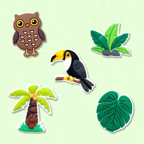 Vista 3 de Hedbitoyo 20 35 dijes de decoración de zapatos de animales de la selva para decoración de zuecos, animales de safari, sandalias, accesorios