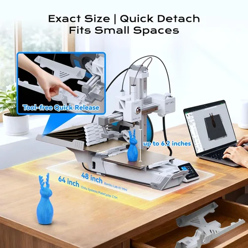 Vista 5 de Chitu Systems PlateCycler C1M para Bambu Lab A1 Mini, Cambiador Automático de Placa de Construcción, Incluye 4 Placas PEI Texturizadas con Gancho