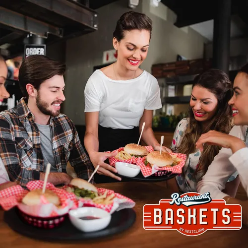 Vista 8 de Cestas de plástico de comida rápida, enormes cestas de comida de 12 x 9 pulgadas para servir, reutilizables, para restaurante, comedor, hamburguesa