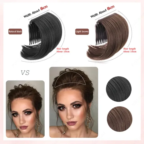 Vista 5 de 2 piezas de moño para el cabello, clip invisible para el cabello falso, peine esponjoso, extensiones de cabello, herramienta de inserción de peinado