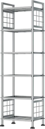 Vista 14 de GIOTORENT Estantería de Pie de 5 Alambres y Librero, Unidad de Estantería de Almacenamiento de Metal Estante de Despensa para Organizador de Negro