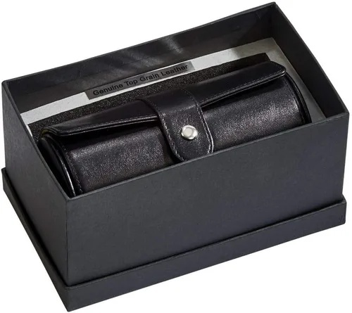 Vista 2 de Creative Gifts FUNDA JLRY redonda de cuero negro 6" X 3