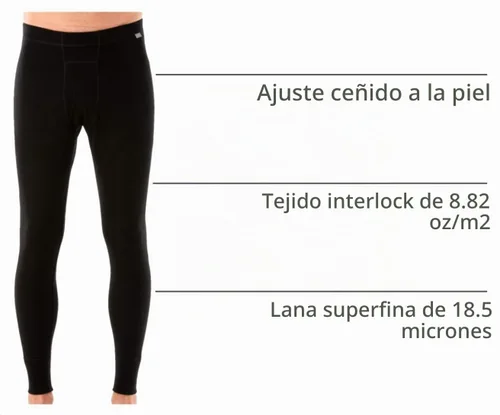 Vista 4 de MERIWOOL - Pantalones térmicos de lana merino 100% para hombre Negro