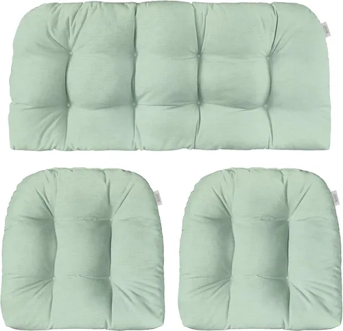 Vista 24 de RSH DECOR: Sunbrella - Juego de 3 cojines de mimbre copetudos 41 x 19 pulgadas y 19 x 19 pulgadas Fabricado con tela de rendimiento Sunbrella