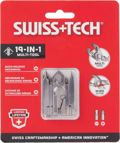 Vista 2 de SWISS+TECH ST53100 - Llavero de acero inoxidable 19 en 1, multiherramienta, acabado pulido (paquete individual)