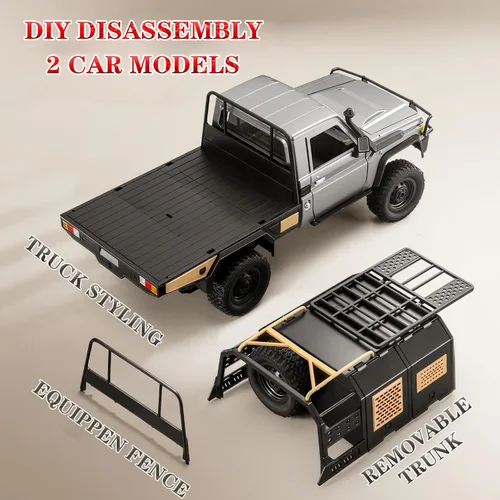 Vista 3 de MN82S RC Rock Crawler, camión de control remoto Toyota de 2.4 GHz, interruptor de 2 velocidades 4WD RC Crawler Off-Road Pick-up con 2
