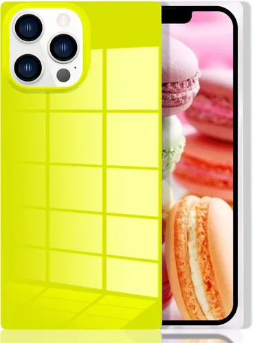 Vista 15 de Funda rectangular compatible con iPhone 15 Neon para mujer, diseño de lujo de fluorescencia brillante, flexible, suave, delgada, de gel de goma TPU