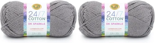 Vista 37 de Lion Brand Yarn Estampados DK de algodón 24/7, hilo para tejer, ganchillo y manualidades, azul, paquete de 1 Cotton Yarn for Knitting, Crochet