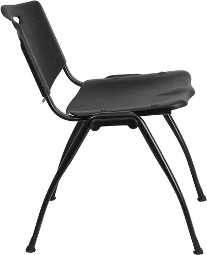 Vista 8 de Flash Furniture HERCULES Series Silla apilable de plástico negro con capacidad de 880 libras