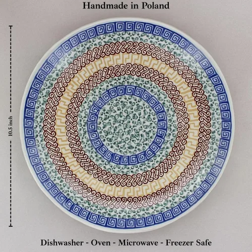 Vista 4 de Cerámica pulida de rosa azul – Plato de cena Athena marrón – 10.5 pulgadas de diámetro – Ideal para comidas diarias, comidas informales o como