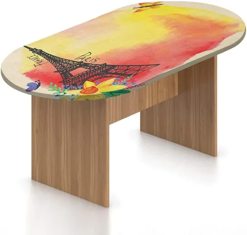 Vista 20 de XISUNYA Mantel ajustable ovalado, decoración de París, funda de poliéster elástico, diseño de horizonte de la ciudad de París con estampado Eiffel