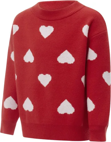 Vista 3 de KelaJuan Mommy and Me - Conjunto a juego con cuello redondo, manga larga, estampado de corazón, suéter para el día de San Valentín