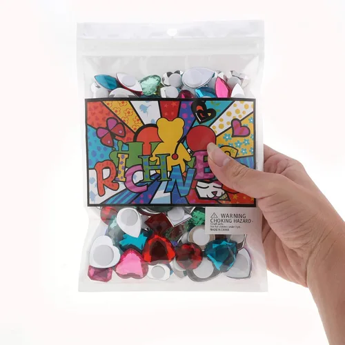 Vista 8 de RICHNESS 110 piezas Joyas Autoadhesivas para Manualidades Jumbo Bling Pegatinas de Gemas de Cristal Formas y Colores Surtidos Pegatinas de Strass