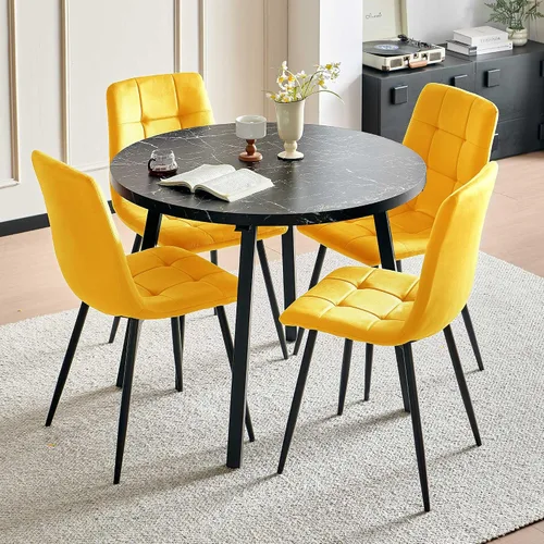 Vista 40 de Homedot Juego de mesa de comedor para 2, mesa de cocina de 3 piezas, juego de sillas de comedor redondas y negras para espacios pequeños, juego