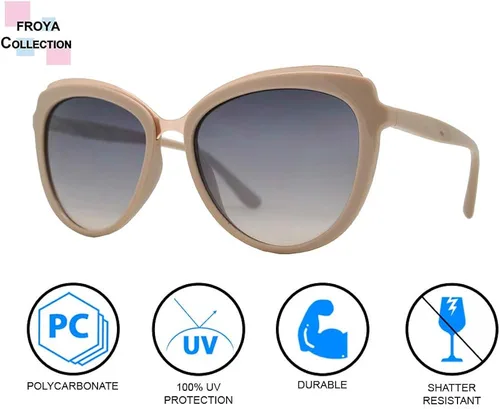 Vista 7 de Froya - Gafas de sol redondas ovaladas Cateye para mujer, protección UV