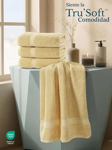 Vista 4 de Toallas de baño de algodón de lujo de 700 GSM (4 unidades, 27 x 54 pulgadas) por Utopia, Beige Premium Lightweight Ring Spun Cotton Towels