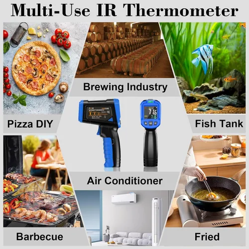 Vista 4 de Pistola Termómetro Láser FKM -58 °F~1112 °F (-50 °C~600 °C), Pistola Termómetro Infrarrojo sin Contacto para Industrial, Motor, HVAC, Cocina