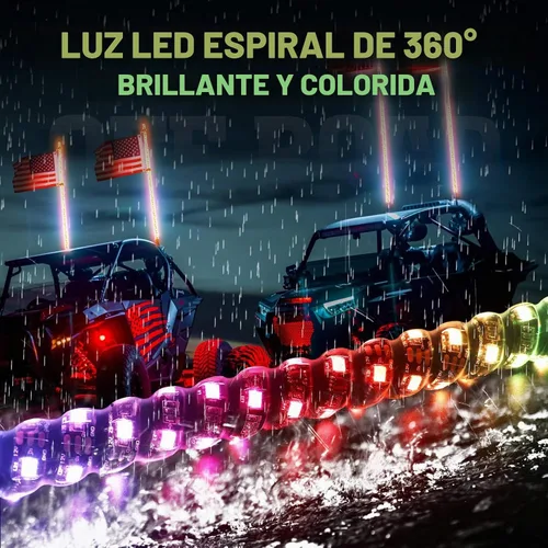 Vista 5 de KEMIMOTO 2 luces de látigo UTV de 1 pie para control remoto lado a lado Más de 212 modos de iluminación, iluminación en espiral de 360°, función