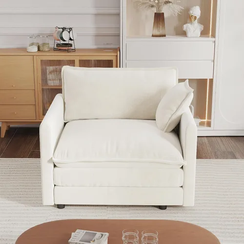 Vista 8 de mikibama Sofá de una plaza de 41.4 pulgadas, sillón cómodo tapizado profundo de chenilla con almohada decorativa para sala de estar, dormitorio