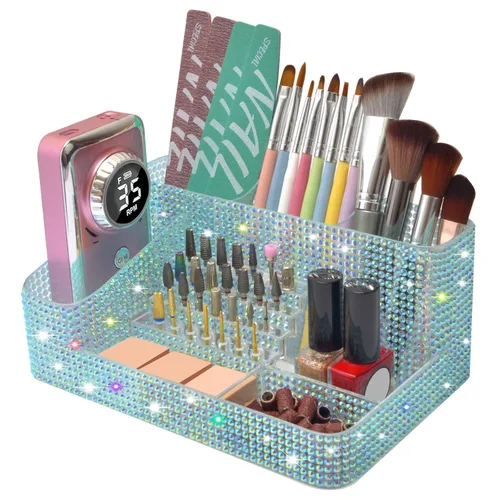 Vista 10 de CGBE Organizador para brocas de taladro de uñas, organizador de 28 agujeros para brocas de uñas, organizador profesional de herramientas para uñas