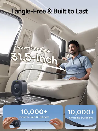Vista 3 de Cargador de Coche Ultra-Mini Retráctil Baseus USB C, Cargador de Coche de Carga Rápida de 60W con Cable USB C Retráctil para iPhone 17 16 15 Pro