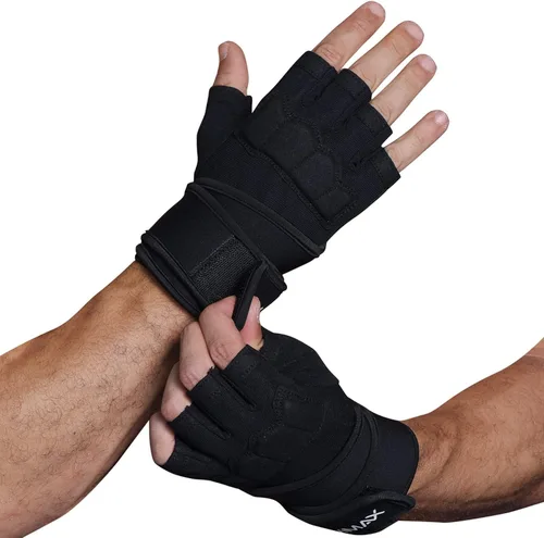 Vista 9 de Guantes de entrenamiento para hombres y mujeres, guantes acolchados para levantamiento de pesas en el gimnasio con soporte para muñeca, protección