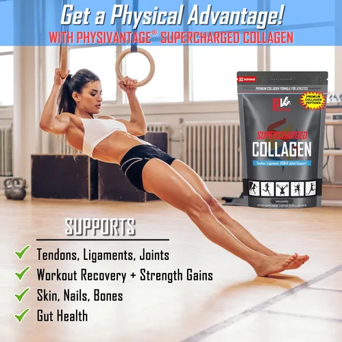 Vista 2 de PhysiVantage Polvo de péptidos de colágeno supercargados, colágeno hidrolizado para apoyo a la salud de las articulaciones, tendones, ligamentos