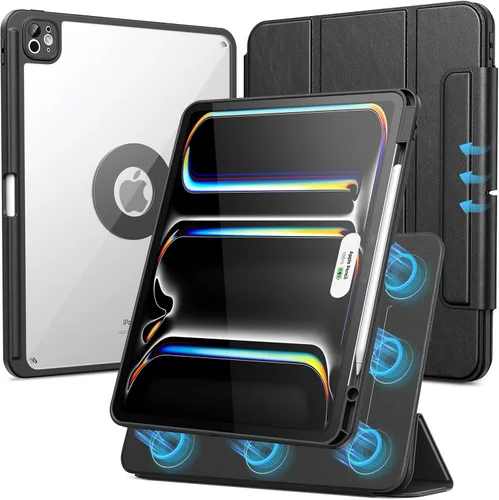 Vista 23 de SPARIN Funda para iPad mini 7 A17 Pro 2024/iPad Mini 6 2021 de 8.3 pulgadas, cubierta magnética desmontable, soporte vertical/horizontal con soporte