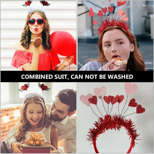 Vista 7 de FRCOLOR 2 diademas para el día de San Valentín, alienígenas, disfraz de alienígena, banda para el cabello, accesorios para el día de San Valentín
