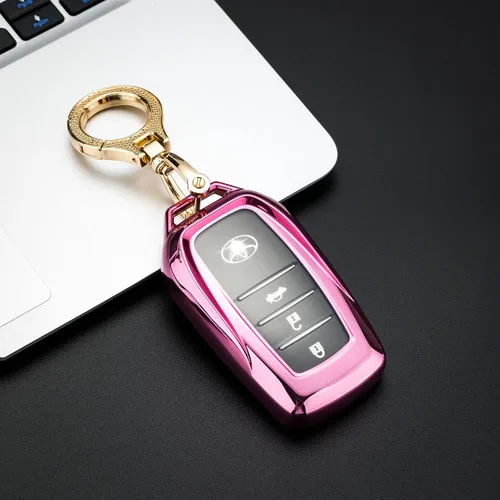 Vista 6 de Funda para llavero RAV4 Prime 2021, TPU suave compatible con Toyota Venza, Land Cruiser 2019, prado, Hilux, Fortuner, cubierta de corona (rosa)