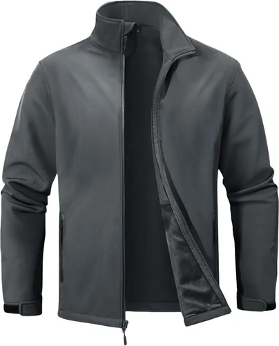 Vista 10 de ZITY Chaqueta Softshell Ligera para Hombre con Forro Polar Impermeable Chaqueta de Lluvia con Cremallera Carcasa Suave Cortavientos Rompevientos