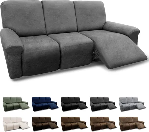 Vista 100 de Fundas para Sillón de 2 Piezas con Cojín en T, Fundas de Aspecto de Cuero para Sofá, Fundas para Sillas, Protector de Muebles Elástico, Funda