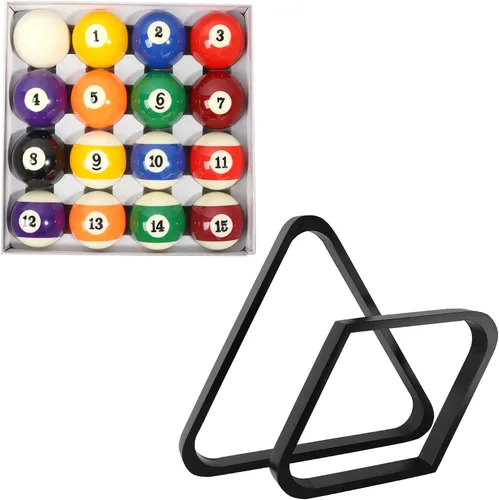 Vista 8 de GSE 2-1/4" Standard Pool Balls Set with Solid Wood Billiard Ball Racks Set Bolas de estilo mármol oscuro