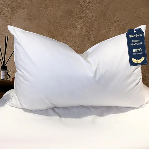 Vista 10 de BHZ Almohada estándar de plumas de ganso con funda de almohada de satén, almohada de cama de lujo de la colección de hotel para dormir, soporte