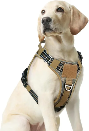 Vista 29 de rabbitgoo - Arnés para perros pequeño sin tirones, chaleco táctico de servicio con Molle y asa de control, arnés militar ajustable y reflectante