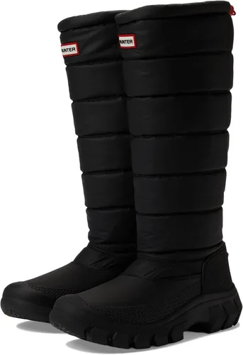 Vista 4 de Hunter Intrepid Botas de nieve altas para mujer, parte superior sintética, forro textil transpirable y cordón elástico con cincha