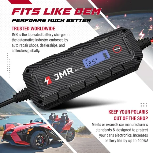 Vista 3 de Cargador de batería JMR para Polaris Slingshot Ranger RZR Xpedition General Sportsman todos los modelos, cargador de goteo, acondicionador