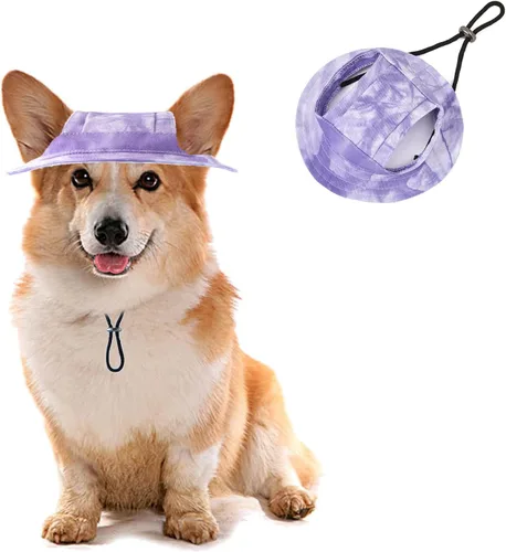 Vista 11 de HDKUW Sombreros de cubo para perro, gorra redonda para perro con orificio para las orejas, ajustable para viajes al aire libre, protección solar