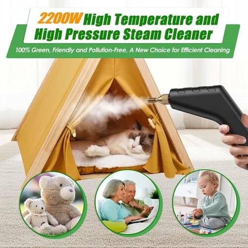 Vista 4 de Limpiador de vapor de 2500W para hogar y automóvil, vaporizador de mano de calentamiento en 15s para limpieza, limpiadores de vapor portátiles