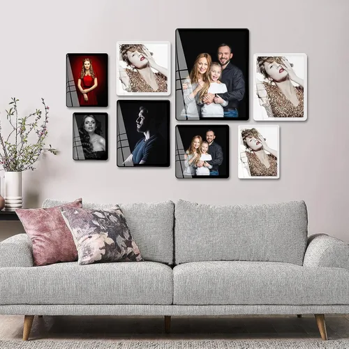 Vista 2 de Bluesun marco de fotos 4x6 negro, marcos de fotos de vidrio, marco de fotos colgante, con paspartú para decoración de pared y mesa (4x6, negro) 4×