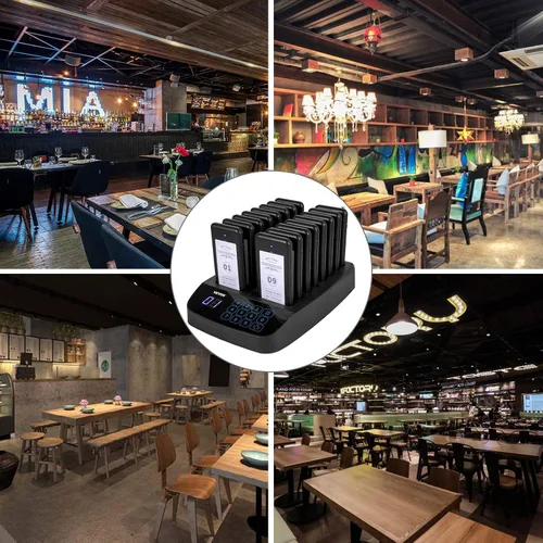 Vista 7 de Sistema de localizadores de restaurante VEVOR F101 16 localizadores, sistema de llamadas inalámbrico de hasta 98 beepers, teclado táctil
