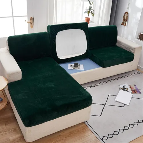 Vista 11 de MIPOPS Fundas de cojín de terciopelo elástico para sofá, diván Longue para sala de estar, sillón de esquina, sofá
