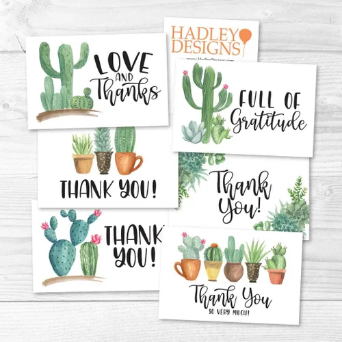 Vista 7 de Hadley Designs 24 tarjetas de agradecimiento de cactus, sobres a granel, tarjetas de agradecimiento de inauguración de la casa, tarjetas