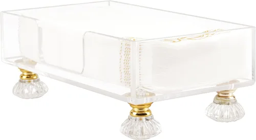 Vista 8 de LUVCOSY - Servilletero acrílico con pies, toallero acrílico para invitados, bandeja de almacenamiento de toallas de mano transparente, diseño único