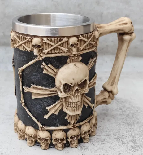 Vista 8 de Ebros Gift Gran taza de café con diseño de ron pirata pirata y huesos cruzados, diseño de calavera y cráneo, jarra, jarra, taza de café de 20 onzas
