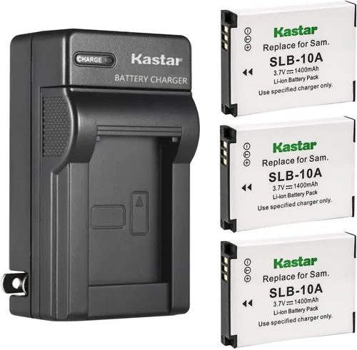 Vista 6 de Kastar SLB-10A Cargador de batería de pared AC Reemplazo para Samsung SLB-10A EC-WB700ZCPSCN Batería, Samsung SBC-10A Cargador, Samsung WB750