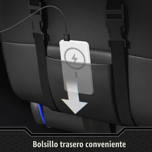 Vista 8 de Yaheetech Silla Gaming con reposapiés Masaje Almohada Lumbar Negro y Azul