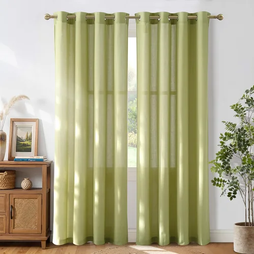 Vista 159 de NICETOWN - Cortinas de lino angora para ventana de cocina sobre el fregadero, con ojales, lino grueso angora, tratamientos cortos para ventanas