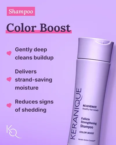 Vista 3 de Keranique Juego de champú y acondicionador tratado con suero para el cabello folículo potenciador - Juego de refuerzo de color enriquecido
